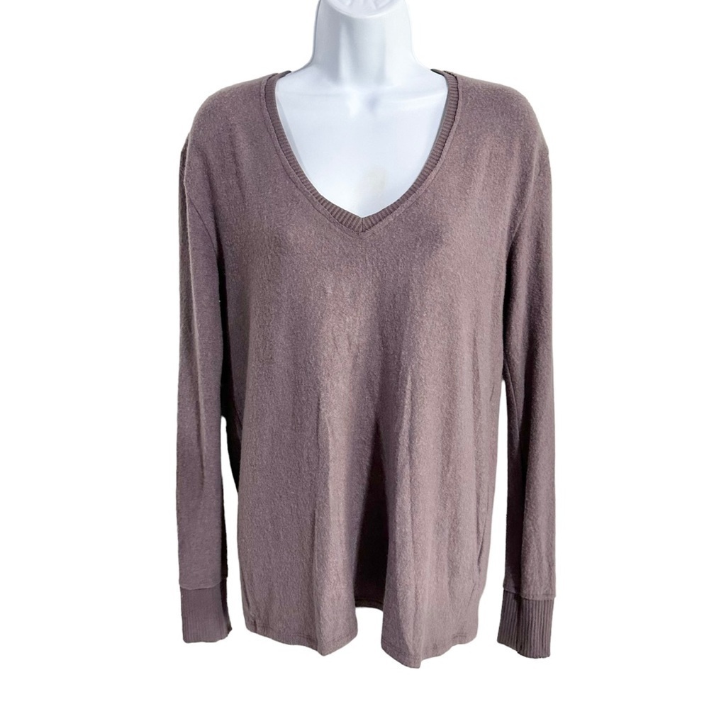 BP Long Sleeve Cozy Brushed Purple V-Neck Top - XS  NWOT - Picture 2 of 7